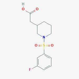 molecular formula C13H16FNO4S B7870444 2-{1-[(3-Fluorophenyl)sulfonyl]-3-piperidyl}acetic acid 