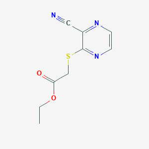 molecular formula C9H9N3O2S B7870464 Ethyl 2-[(3-cyanopyrazin-2-yl)sulfanyl]acetate 