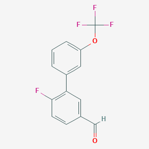 molecular formula C14H8F4O2 B7870557 6-Fluoro-3'-(trifluoromethoxy)biphenyl-3-carboxaldehyde 