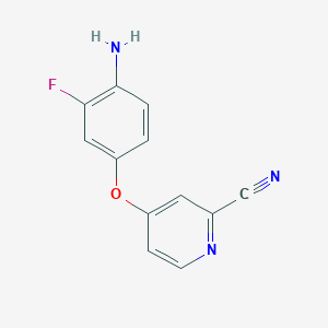 molecular formula C12H8FN3O B7870591 4-(4-Amino-3-fluorophenoxy)picolinonitrile 