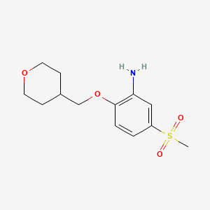 molecular formula C13H19NO4S B7870650 5-(Methylsulfonyl)-2-((tetrahydro-2H-pyran-4-yl)methoxy)aniline 