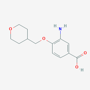 molecular formula C13H17NO4 B7870660 3-Amino-4-((tetrahydro-2H-pyran-4-yl)methoxy)benzoic acid 