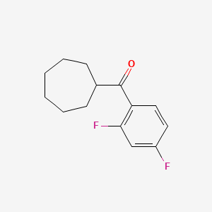 molecular formula C14H16F2O B7871575 2,4-Difluorophenyl cycloheptyl ketone 