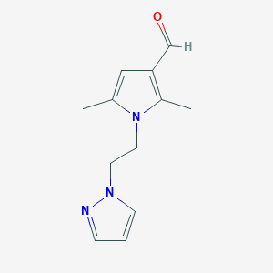 molecular formula C12H15N3O B7872524 1-(2-(1H-Pyrazol-1-yl)ethyl)-2,5-dimethyl-1H-pyrrole-3-carbaldehyde 