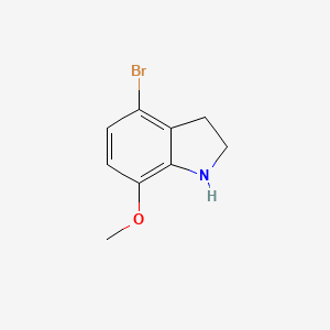 molecular formula C9H10BrNO B7872662 4-bromo-7-methoxy-2,3-dihydro-1H-indole 