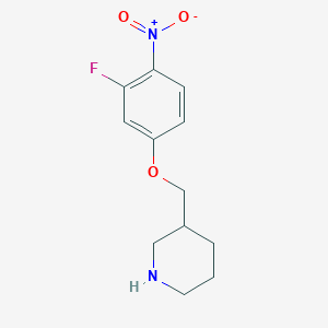 molecular formula C12H15FN2O3 B7872806 3-[(3-Fluoro-4-nitrophenoxy)methyl]piperidine 