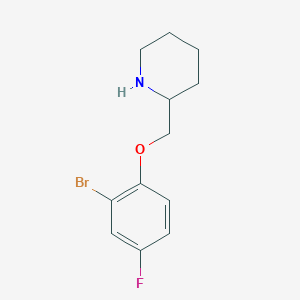 molecular formula C12H15BrFNO B7872855 2-[(2-Bromo-4-fluorophenoxy)methyl]piperidine 