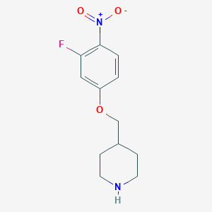 molecular formula C12H15FN2O3 B7872892 4-[(3-Fluoro-4-nitrophenoxy)methyl]piperidine 