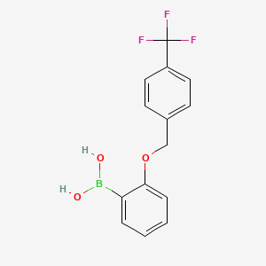molecular formula C14H12BF3O3 B7872944 Boronic acid, B-[2-[[4-(trifluoromethyl)phenyl]methoxy]phenyl]- 