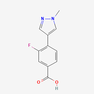 molecular formula C11H9FN2O2 B7873157 3-Fluoro-4-(1-methyl-1H-pyrazol-4-yl)benzoic acid 