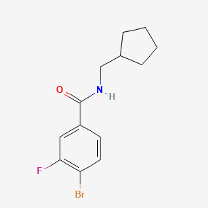 molecular formula C13H15BrFNO B7873174 4-bromo-N-(cyclopentylmethyl)-3-fluorobenzamide 