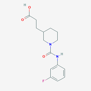 molecular formula C15H19FN2O3 B7873185 3-{1-[(3-Fluoroanilino)carbonyl]-3-piperidyl}propanoic acid 