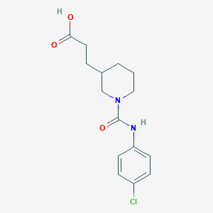 molecular formula C15H19ClN2O3 B7873186 3-{1-[(4-Chloroanilino)carbonyl]-3-piperidyl}propanoic acid 