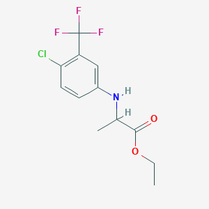 molecular formula C12H13ClF3NO2 B7873268 2-(4-Chloro-3-trifluoromethyl-phenylamino)-propionic acid ethyl ester 