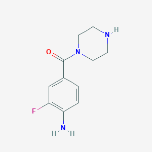 molecular formula C11H14FN3O B7873389 (4-Amino-3-fluorophenyl)(piperazin-1-yl)methanone 