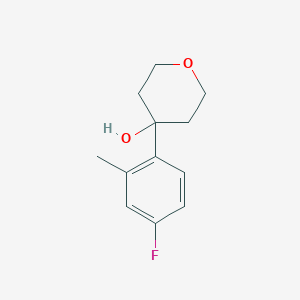 molecular formula C12H15FO2 B7873505 4-(4-Fluoro-2-methylphenyl)oxan-4-ol 