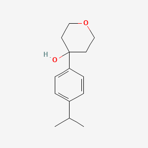 molecular formula C14H20O2 B7873577 4-(4-Propan-2-ylphenyl)oxan-4-ol 