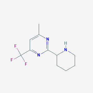 molecular formula C11H14F3N3 B7873766 4-Methyl-2-(piperidin-2-YL)-6-(trifluoromethyl)pyrimidine 