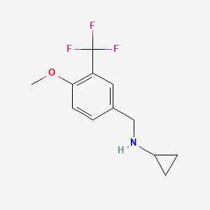 molecular formula C12H14F3NO B7873774 N-{[4-methoxy-3-(trifluoromethyl)phenyl]methyl}cyclopropanamine 