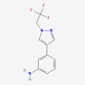molecular formula C11H10F3N3 B7873811 3-(1-(2,2,2-Trifluoroethyl)-1H-pyrazol-4-yl)aniline 