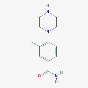 molecular formula C12H17N3O B7873884 3-Methyl-4-(piperazin-1-yl)benzamide 