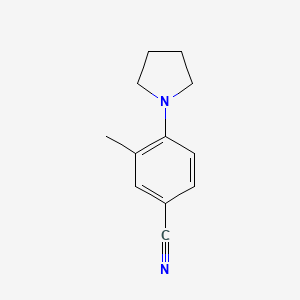 molecular formula C12H14N2 B7873892 3-Methyl-4-(pyrrolidin-1-yl)benzonitrile 