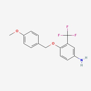 molecular formula C15H14F3NO2 B7874051 4-((4-Methoxybenzyl)oxy)-3-(trifluoromethyl)aniline 