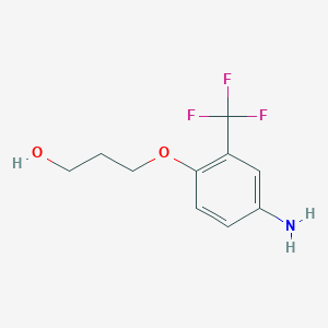 molecular formula C10H12F3NO2 B7874055 3-[4-Amino-2-(trifluoromethyl)phenoxy]propan-1-ol 
