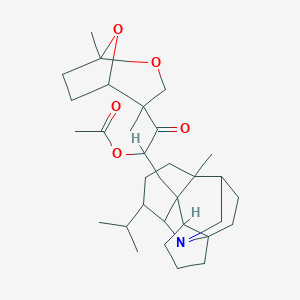 B078742 [1-(1,4-Dimethyl-2,8-dioxabicyclo[3.2.1]octan-4-yl)-3-(1-methyl-14-propan-2-yl-12-azapentacyclo[8.6.0.02,13.03,7.07,12]hexadecan-2-yl)-1-oxopropan-2-yl] acetate CAS No. 15007-67-7