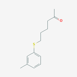 molecular formula C13H18OS B7874357 6-[(3-Methylphenyl)sulfanyl]hexan-2-one 