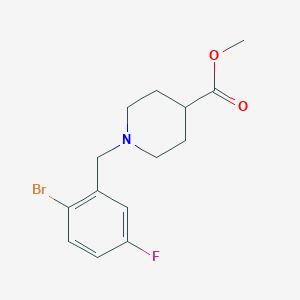 molecular formula C14H17BrFNO2 B7874634 Methyl 1-[(2-bromo-5-fluorophenyl)methyl]piperidine-4-carboxylate 