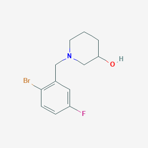 molecular formula C12H15BrFNO B7874642 1-[(2-Bromo-5-fluorophenyl)methyl]piperidin-3-ol 