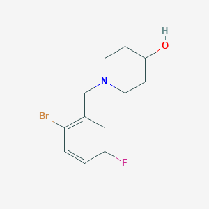 molecular formula C12H15BrFNO B7874647 1-[(2-Bromo-5-fluorophenyl)methyl]piperidin-4-ol 