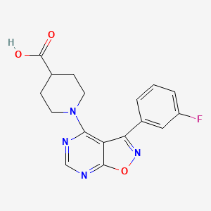 molecular formula C17H15FN4O3 B7874853 1-[3-(3-Fluorophenyl)isoxazolo[5,4-d]pyrimidin-4-yl]piperidine-4-carboxylic acid 