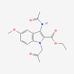 molecular formula C17H20N2O5 B7874877 1H-Indole-2-carboxylic acid, 3-acetylamino-5-methoxy-1-(2-oxopropyl)-, ethyl ester 