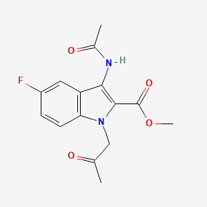 1H-Indole-2-carboxylic acid, 3-acetylamino-5-fluoro-1-(2-oxopropyl)-, methyl ester