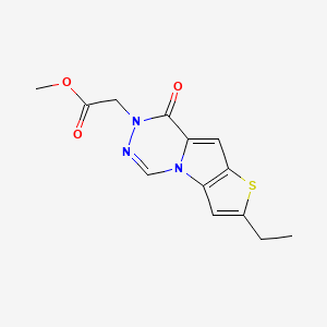 molecular formula C13H13N3O3S B7874901 methyl (2-ethyl-8-oxothieno[2',3':4,5]pyrrolo[1,2-d][1,2,4]triazin-7(8H)-yl)acetate 