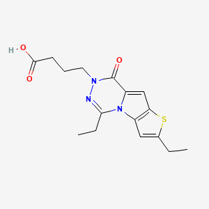 molecular formula C16H19N3O3S B7874912 4-(2,5-diethyl-8-oxothieno[2',3':4,5]pyrrolo[1,2-d][1,2,4]triazin-7(8H)-yl)butanoic acid 