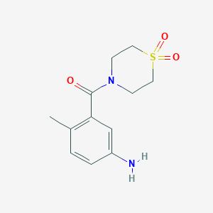 molecular formula C12H16N2O3S B7875212 (5-Amino-2-methylphenyl)(1,1-dioxidothiomorpholino)methanone 