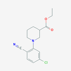 molecular formula C15H17ClN2O2 B7875239 Ethyl 1-(5-chloro-2-cyanophenyl)piperidine-3-carboxylate 