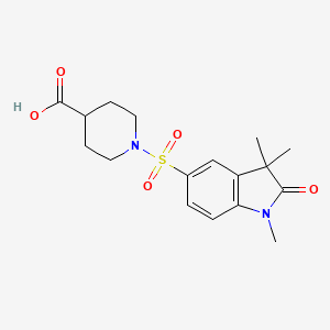 molecular formula C17H22N2O5S B7875486 1-[(1,3,3-trimethyl-2-oxo-2,3-dihydro-1H-indol-5-yl)sulfonyl]piperidine-4-carboxylic acid 