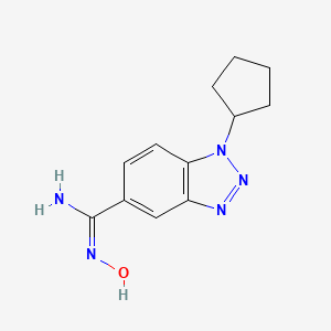 molecular formula C12H15N5O B7875573 1-cyclopentyl-N'-hydroxy-1H-1,2,3-benzotriazole-5-carboximidamide 