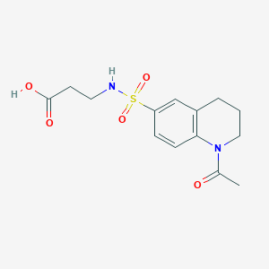molecular formula C14H18N2O5S B7875580 3-{[(1-Acetyl-1,2,3,4-tetrahydroquinolin-6-yl)sulfonyl]amino}propanoic acid 