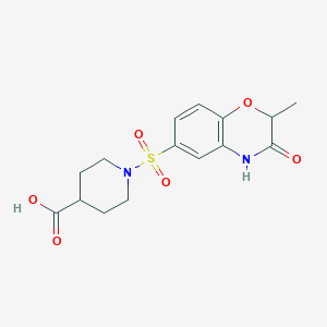 molecular formula C15H18N2O6S B7875591 1-[(2-methyl-3-oxo-3,4-dihydro-2H-1,4-benzoxazin-6-yl)sulfonyl]piperidine-4-carboxylic acid 