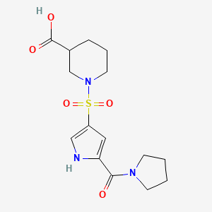 molecular formula C15H21N3O5S B7875606 1-{[5-(pyrrolidin-1-ylcarbonyl)-1H-pyrrol-3-yl]sulfonyl}piperidine-3-carboxylic acid 