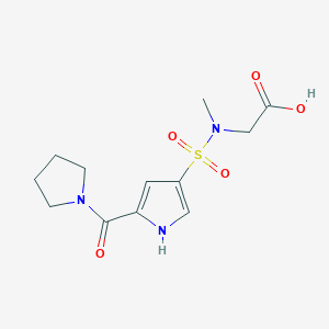 molecular formula C12H17N3O5S B7875612 (methyl{[5-(pyrrolidin-1-ylcarbonyl)-1H-pyrrol-3-yl]sulfonyl}amino)acetic acid 