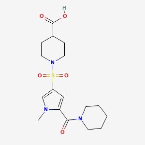 molecular formula C17H25N3O5S B7875643 1-{[1-methyl-5-(piperidin-1-ylcarbonyl)-1H-pyrrol-3-yl]sulfonyl}piperidine-4-carboxylic acid 