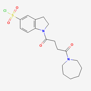 molecular formula C18H23ClN2O4S B7875665 1-(4-Azepan-1-yl-4-oxobutanoyl)indoline-5-sulfonyl chloride 