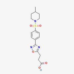 molecular formula C17H21N3O5S B7875700 3-(3-(4-((4-Methylpiperidin-1-yl)sulfonyl)phenyl)-1,2,4-oxadiazol-5-yl)propanoic acid 