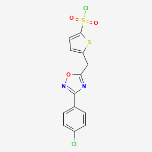 molecular formula C13H8Cl2N2O3S2 B7875708 5-{[3-(4-Chlorophenyl)-1,2,4-oxadiazol-5-YL]methyl}thiophene-2-sulfonyl chloride 